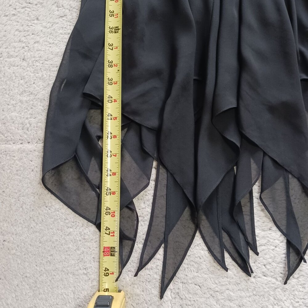 Vintage Cachet Y2K Black Handkerchief Hem Midi Dress Crochet Details Size 12 - Picture 13 of 14